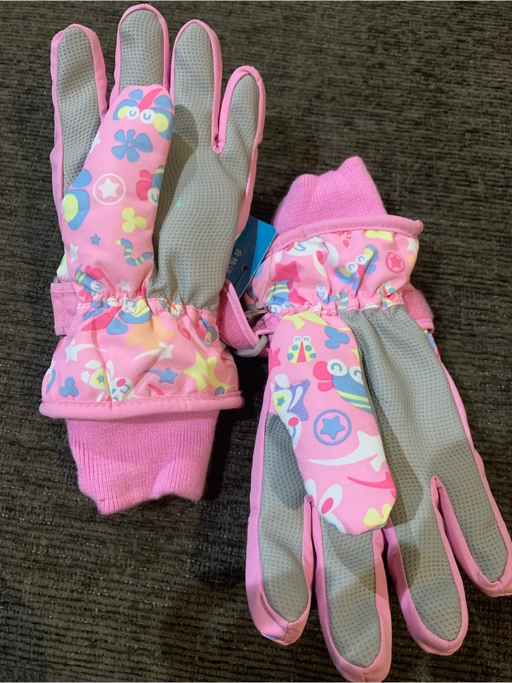 Kids Pink Patterned Winter Gloves